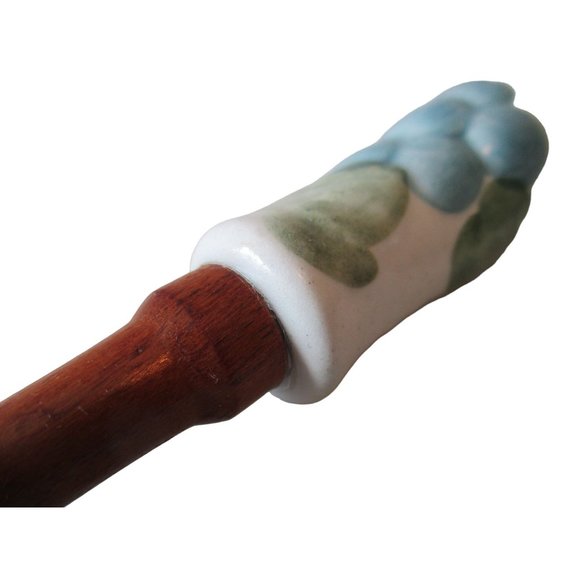 *MCM Vintage Decorative Serving Spoon and Fork Wood Grape Vine Relief Ceramic - Picture 7 of 8